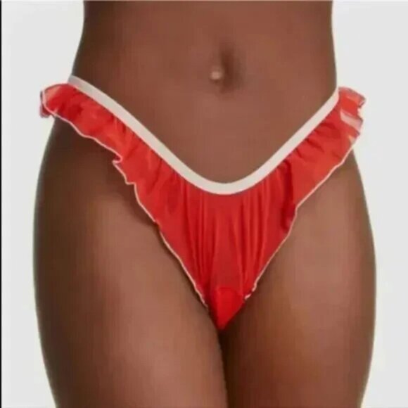 NWT $70 SET OF 2 HAH Fly Girl Mesh Panty Thong Red Pink Coquette Sheer LARGE - Picture 2 of 4